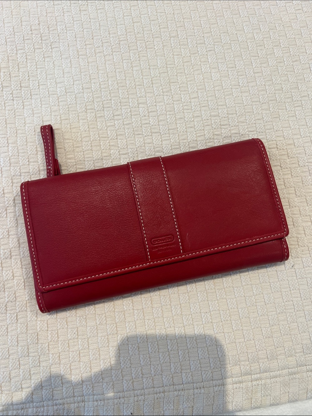 Coach Red Leather Fold Wallet with Zip Wristlet
